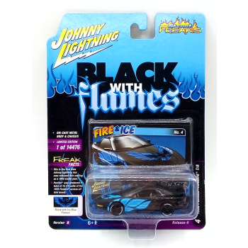1993 Pontiac Firebird T/A black & blue firebird flames - skala 1:64 - Johnny Lightning